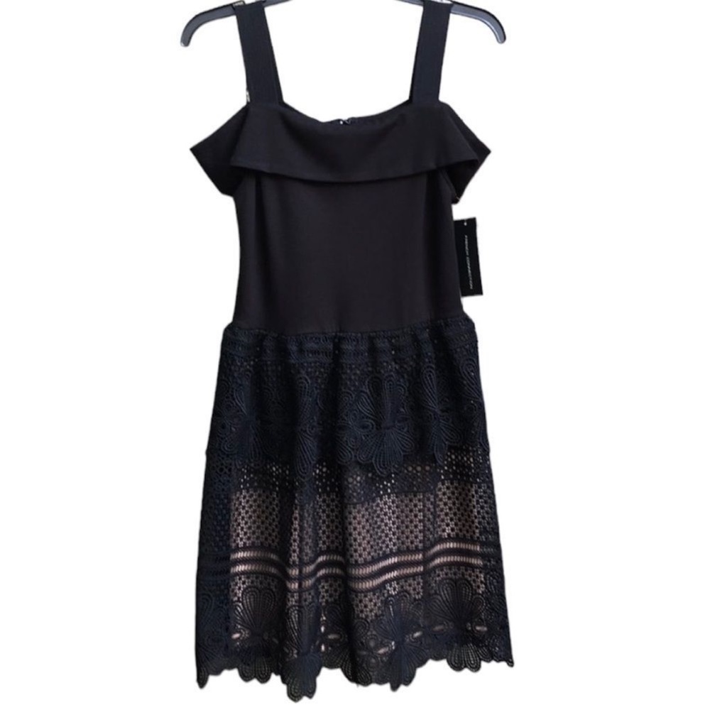 NWT French Connection Dress Black Heavy Lace Women’s Size 6